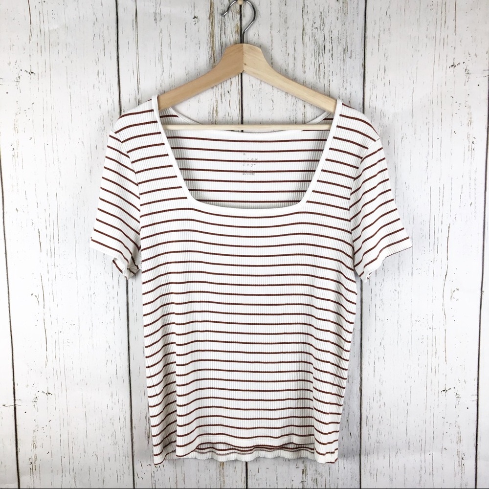 A New Day Striped Square Neck Tee